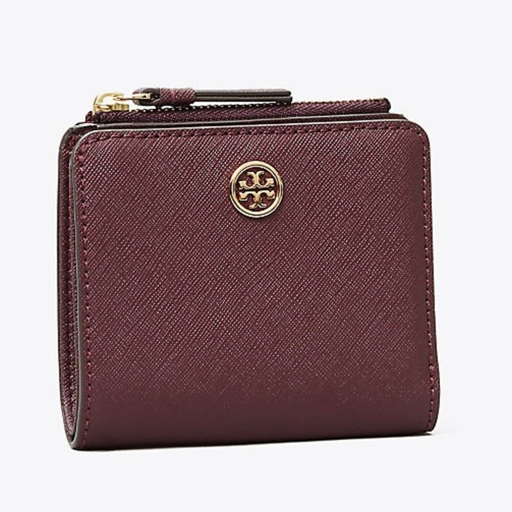 Tory Burch Robinson Mini Wallet Port Red Saffiano Leather